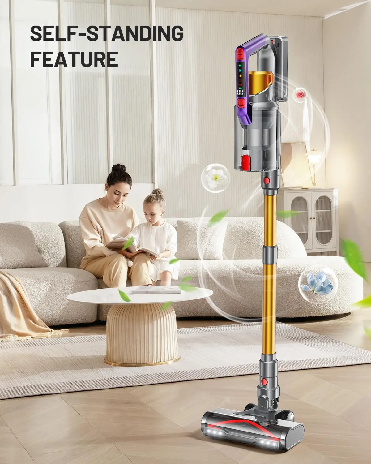 Cordless Vacuum Cleaner, 550W/45KPA Self-Standing Vacuum Cleaners for Home,Max 60Mins Anti-Tangle Stick Vacuum with Aromatherapy
Cordless Vacuum Cleaner, 550W/45KPA Self-Standing Vacuum Cleaners for Home,Max 60Mins Anti-Tangle Stick Vacuum with Aromatherapy