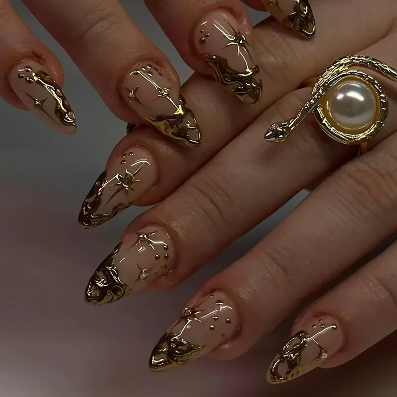 24Pcs Simple Almond False Nails with 3D Gold Edge Art Press on Acrylic Nails Detachable Artificial Fashion French Fake Nail Tips
24Pcs Simple Almond False Nails with 3D Gold Edge Art Press on Acrylic Nails Detachable Artificial Fashion French Fake Nail Tips