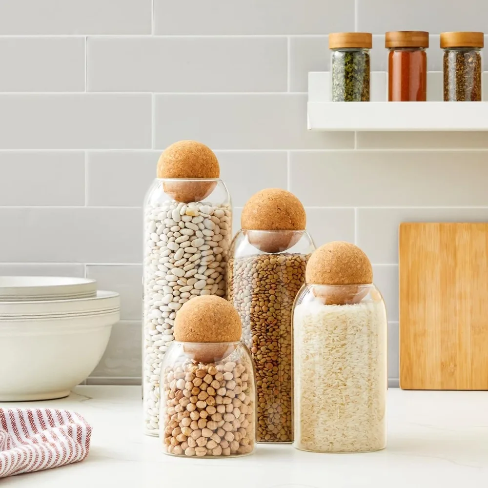 Juvale Set of 4 Glass Storage Jars with Cork Ball Lids - Decorative Glass Canisters with Airtight Lids for Kitchen and Pantry
Juvale Set of 4 Glass Storage Jars with Cork Ball Lids - Decorative Glass Canisters with Airtight Lids for Kitchen and Pantry