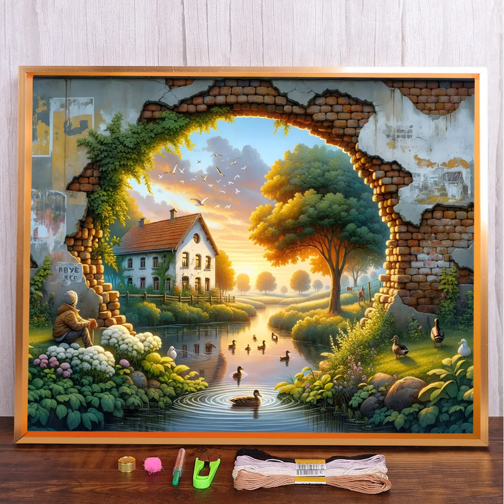 Landscape House River Cross Stitch DIY Embroidery Complete Kit Sewing Painting Hobby Needlework Design Room Decor Promotions
Landscape House River Cross Stitch DIY Embroidery Complete Kit Sewing Painting Hobby Needlework Design Room Decor Promotions
