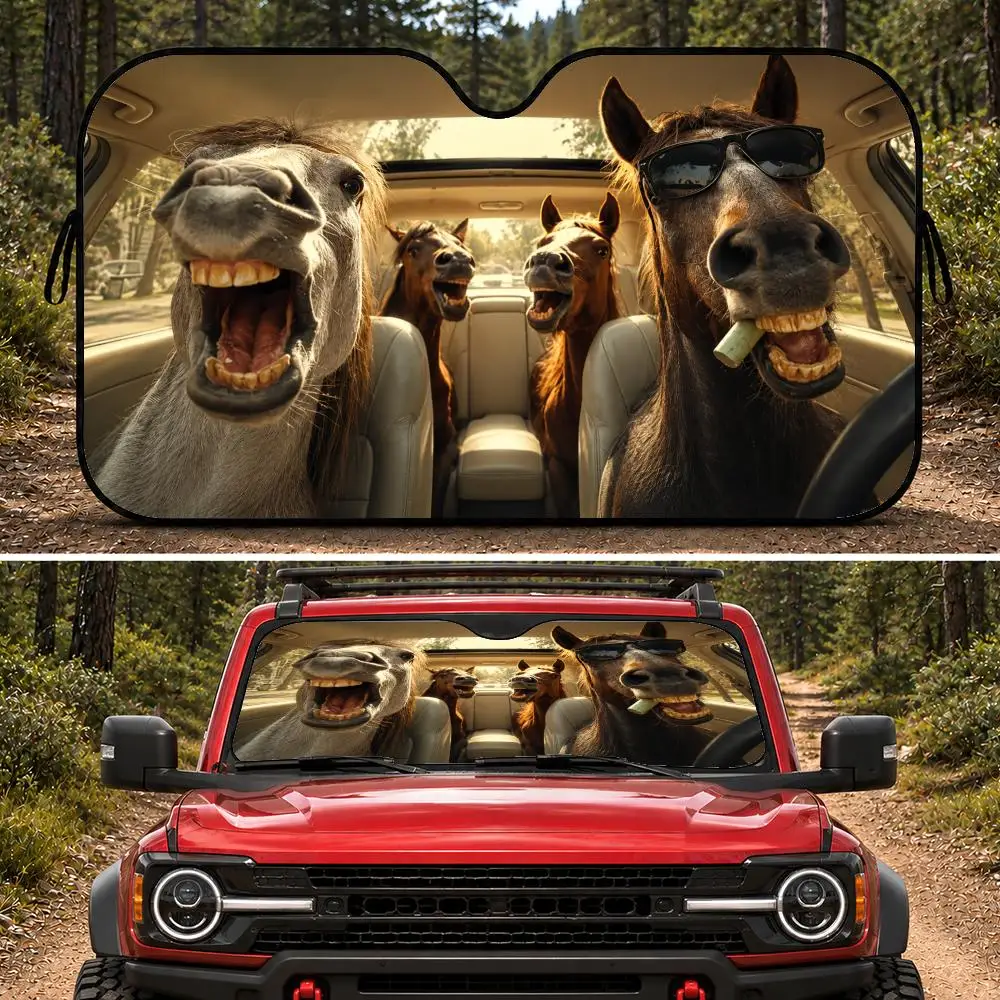 Funny Pony Drives Sun Visor Aluminum Foil Windshield Sunshade with Reflective UV Block Heat Insulation Foldable Universal Fit
Funny Pony Drives Sun Visor Aluminum Foil Windshield Sunshade with Reflective UV Block Heat Insulation Foldable Universal Fit