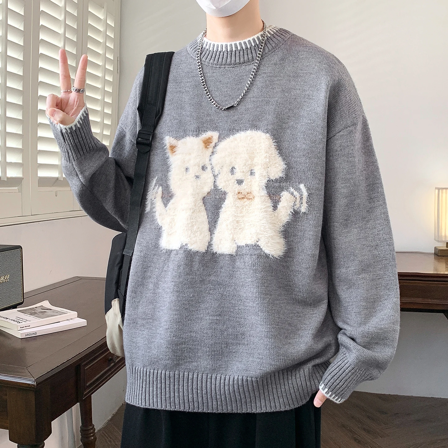 Laid-ba round Ne Knitted Sweater for Men Cartoon Dog Pattern Casual Thi Warm Winter Leisure Pullover Knitwear
Laid-ba round Ne Knitted Sweater for Men Cartoon Dog Pattern Casual Thi Warm Winter Leisure Pullover Knitwear
