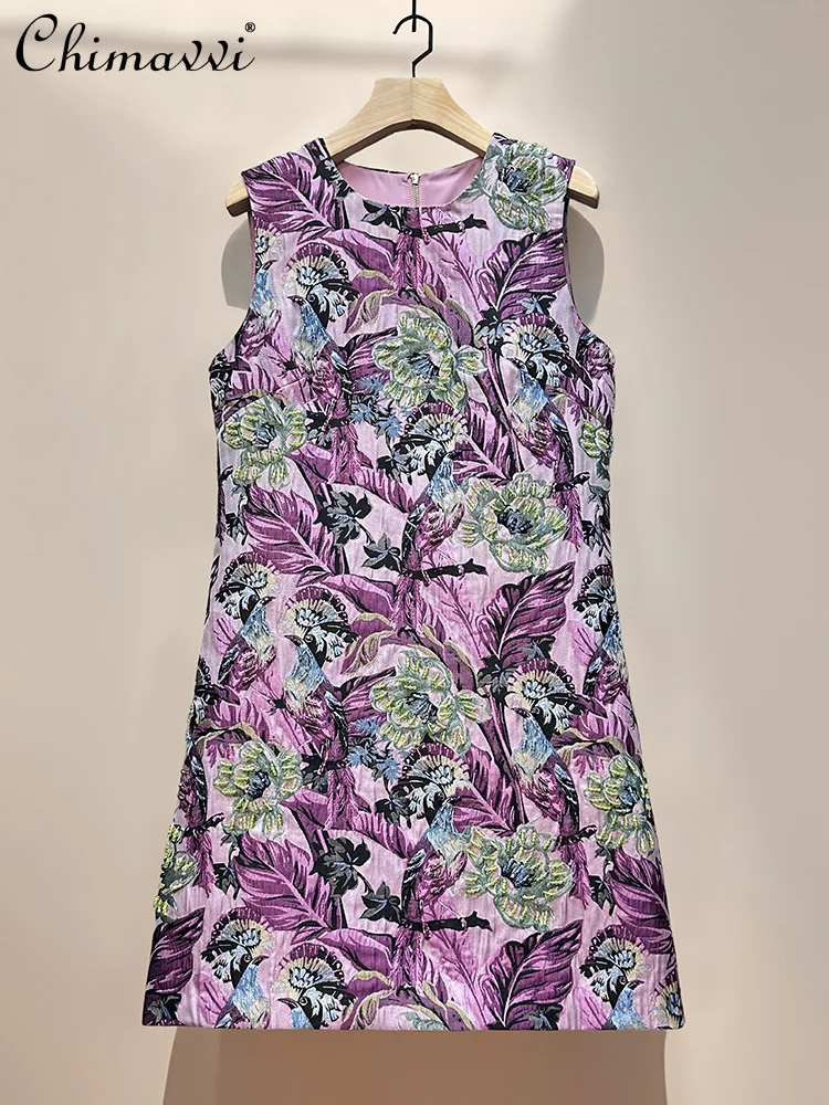 French Elegant Embroidered Beaded Tank Dresses Summer Crew Neck Sleeveless High Waist A-line Socialite Luxury Short Dress Women
French Elegant Embroidered Beaded Tank Dresses Summer Crew Neck Sleeveless High Waist A-line Socialite Luxury Short Dress Women