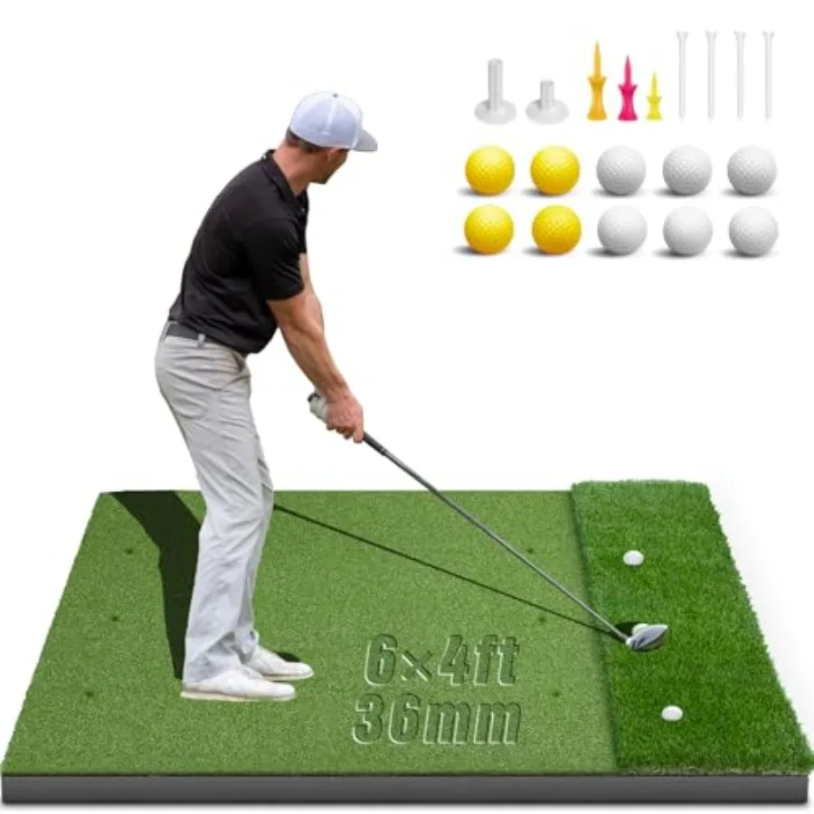 Dual-Turf Golf Mat 36mm: 6x4ft Extra Large Golf Hitting Mats Practice Outdoor Indoor, High-Density Artificial Turf Matt for Garage Simulator Chipping Driving Training, Ideal Gifts for Men Dad
Dual-Turf Golf Mat 36mm: 6x4ft Extra Large Golf Hitting Mats Practice Outdoor Indoor, High-Density Artificial Turf Matt for Garage Simulator Chipping Driving Training, Ideal Gifts for Men Dad