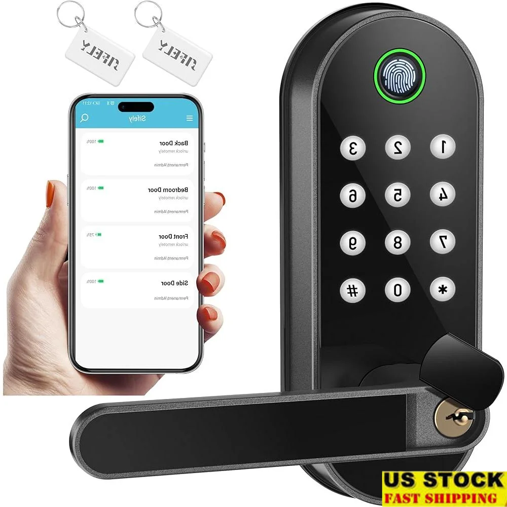 Keyless Entry Fingerprin Lock Biometric Digital Lock with Passcode Wireless Key Fob Card App Control Easy Installation
Keyless Entry Fingerprin Lock Biometric Digital Lock with Passcode Wireless Key Fob Card App Control Easy Installation