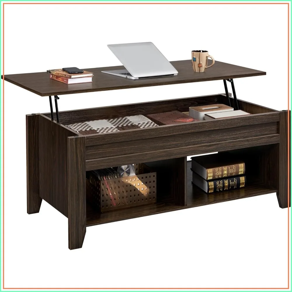 Lift Top Coffee Table with Hidden Storage & 2 Shelves, Rising Center Table for Living Room, 47.5" L, Espresso
Lift Top Coffee Table with Hidden Storage & 2 Shelves, Rising Center Table for Living Room, 47.5" L, Espresso