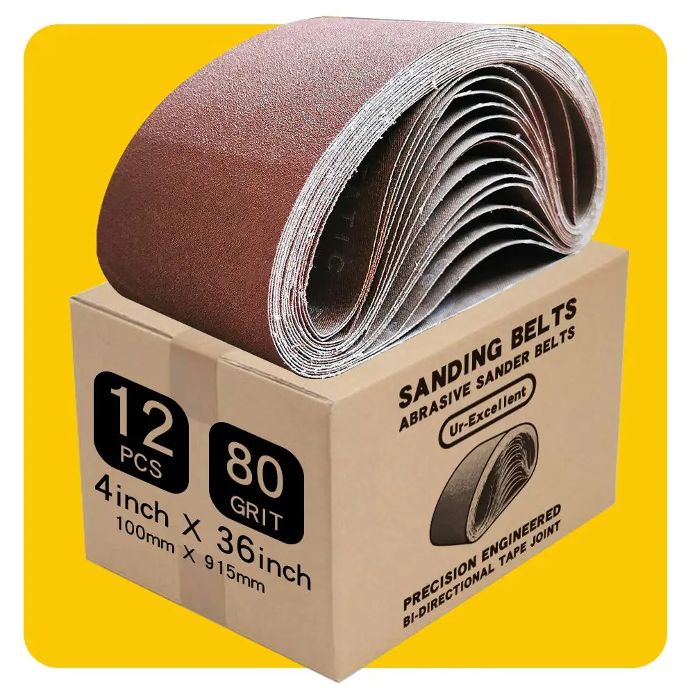 4x36 Inch 80 Grit Sanding Belt for Wood Metal Plastic - 12 Pack Aluminum Oxide Sander Belts
4x36 Inch 80 Grit Sanding Belt for Wood Metal Plastic - 12 Pack Aluminum Oxide Sander Belts