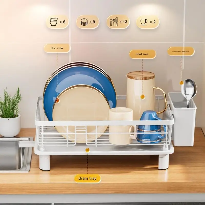 QX2E Space Saving Iron Dish Drying Rack Including Water Tray For Neat Countertop
QX2E Space Saving Iron Dish Drying Rack Including Water Tray For Neat Countertop