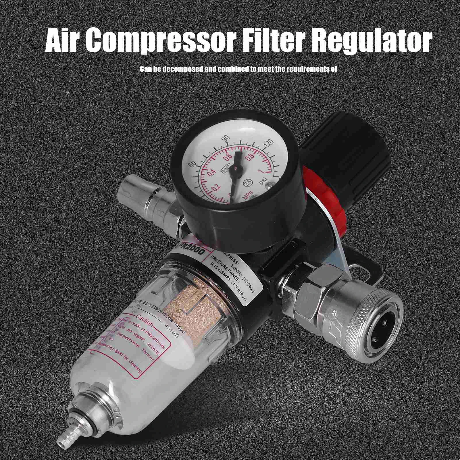 1/4in Air Compressor Moisture Filter Water Oil Separator Regulator with Pressure Gauge Compressed Air Filter Regulator
1/4in Air Compressor Moisture Filter Water Oil Separator Regulator with Pressure Gauge Compressed Air Filter Regulator