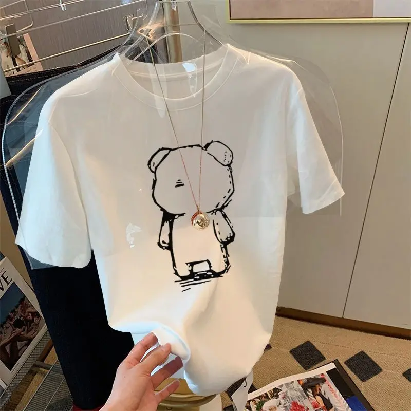 Shoulder Length Pure Cotton Short Sleeved T-shirt for Women Simple Fashionable Versatile White Top with Bottom Layer for Summer
Shoulder Length Pure Cotton Short Sleeved T-shirt for Women Simple Fashionable Versatile White Top with Bottom Layer for Summer
