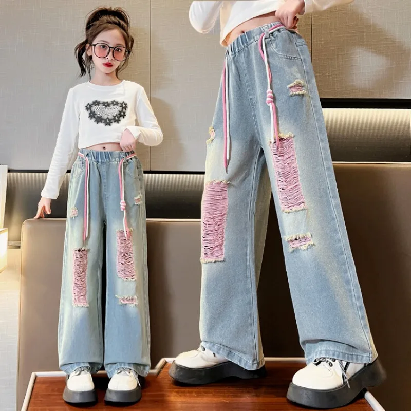 Распродажа, школьные детские брюки с дырками, весенний дизайн, повседневные свободные джинсы для девочек, модные детские прямые брюки с эластичной резинкой на талии, 10 лет
Распродажа, школьные детские брюки с дырками, весенний дизайн, повседневные свободные джинсы для девочек, модные детские прямые брюки с эластичной резинкой на талии, 10 лет