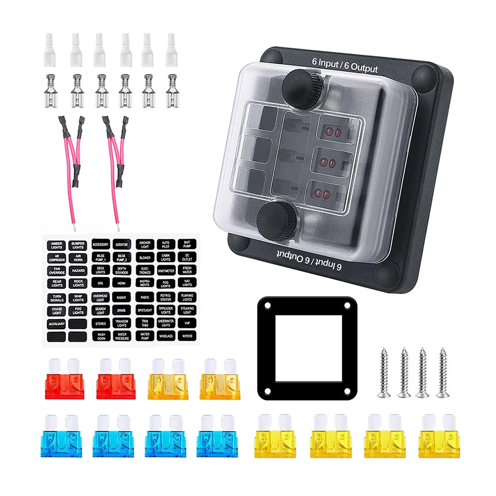 1Set Waterproof Fuse Box Automotive Fuse Block 6-Output Marine Distribution Block for Boat Rv Off-Road Vehicles
1Set Waterproof Fuse Box Automotive Fuse Block 6-Output Marine Distribution Block for Boat Rv Off-Road Vehicles