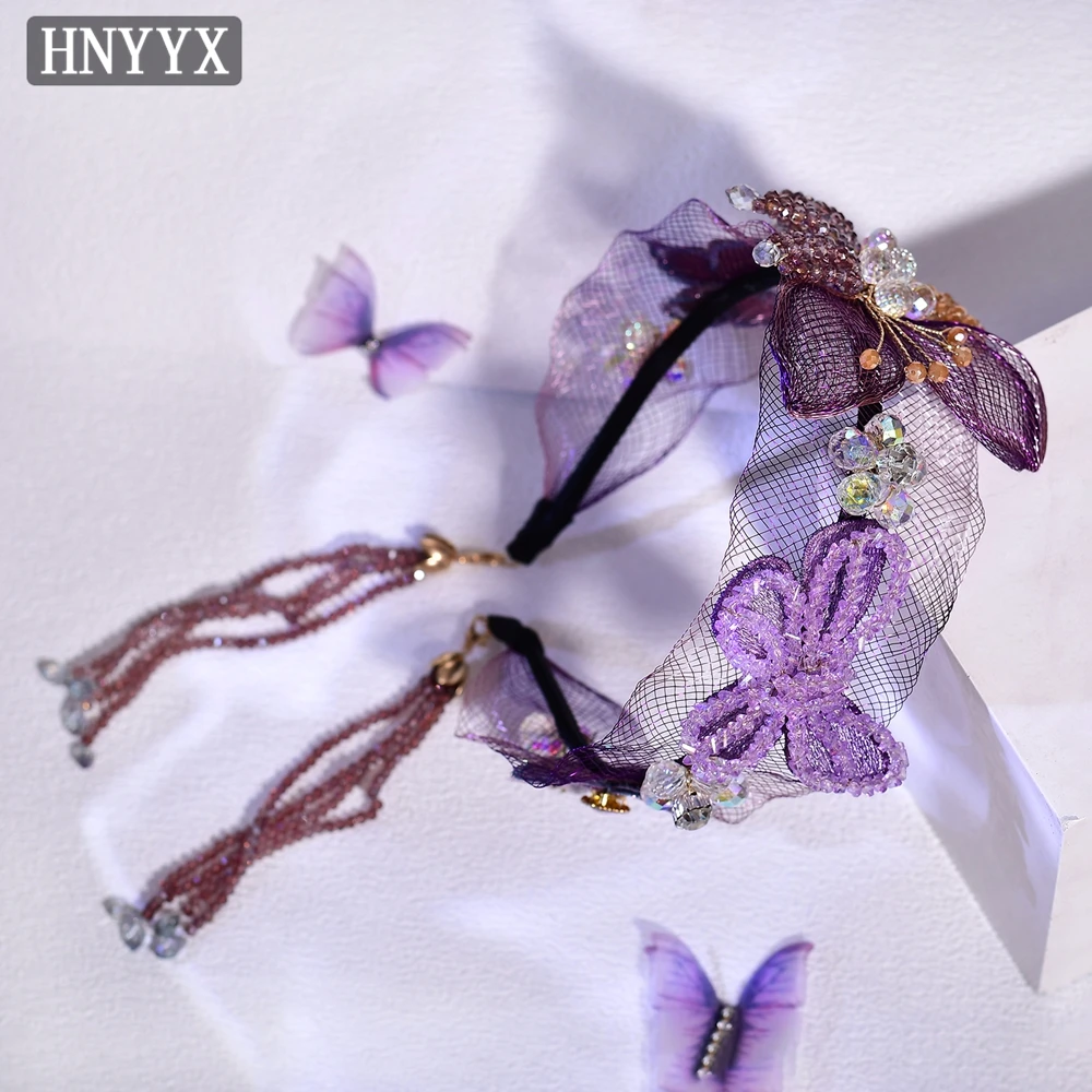 HNYYX Hollow Wide Headband Purple Crystal Hairband Handmade Butterfly Flower Headdress Elegant Romantic Hair Accessories A336
HNYYX Hollow Wide Headband Purple Crystal Hairband Handmade Butterfly Flower Headdress Elegant Romantic Hair Accessories A336