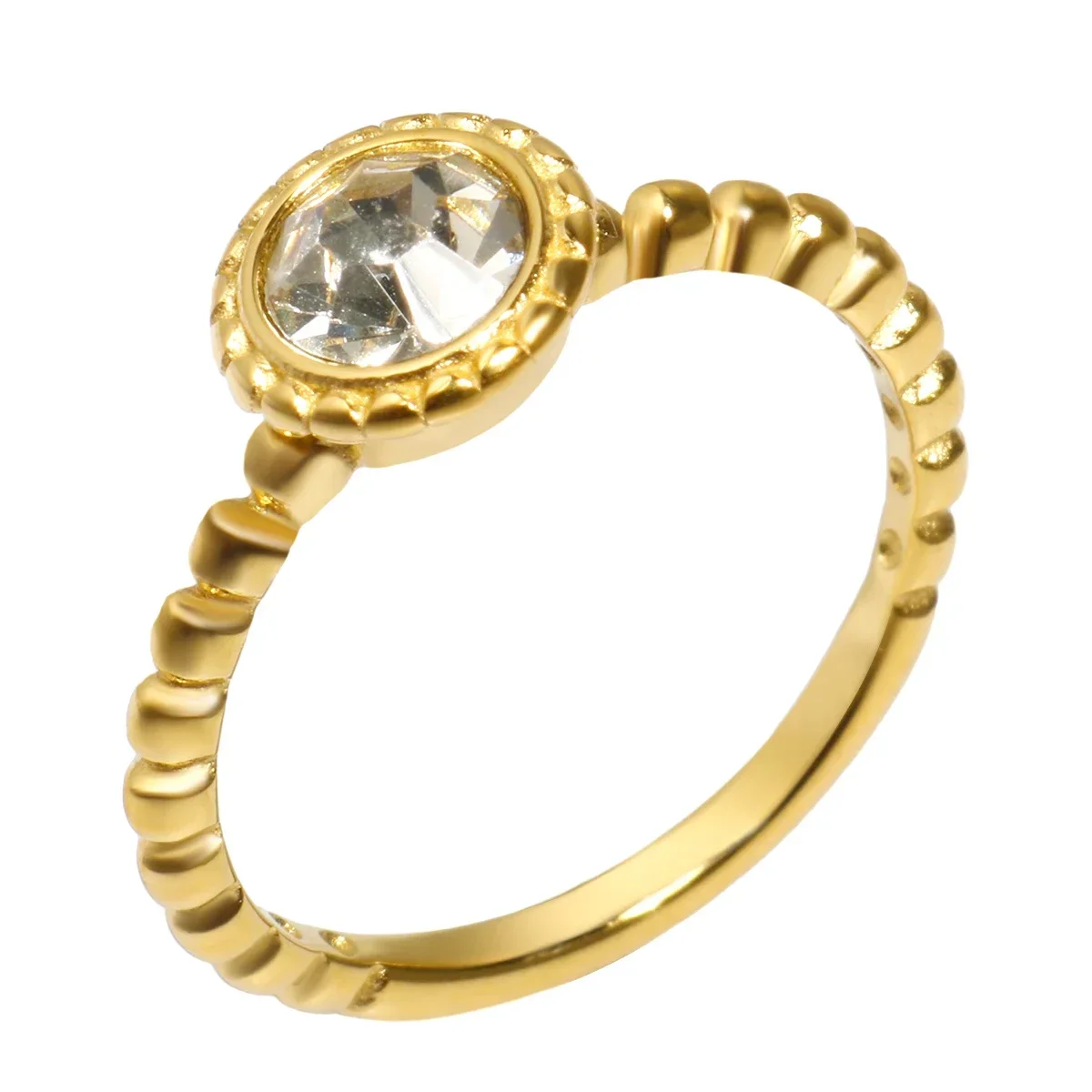 Personality Round Beads Ring Band Small Clear Crystal Zircon Waterproof Stainless Steel Gold Rings Simple Granular Fine Jewelry
Personality Round Beads Ring Band Small Clear Crystal Zircon Waterproof Stainless Steel Gold Rings Simple Granular Fine Jewelry