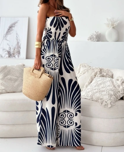 Women Elegant Jumpsuit 2024 Spring Summer Latest Sexy Off Shoulder Strapless Strapping Waist Cinching Romper Wide Legs Bodysuit
Women Elegant Jumpsuit 2024 Spring Summer Latest Sexy Off Shoulder Strapless Strapping Waist Cinching Romper Wide Legs Bodysuit