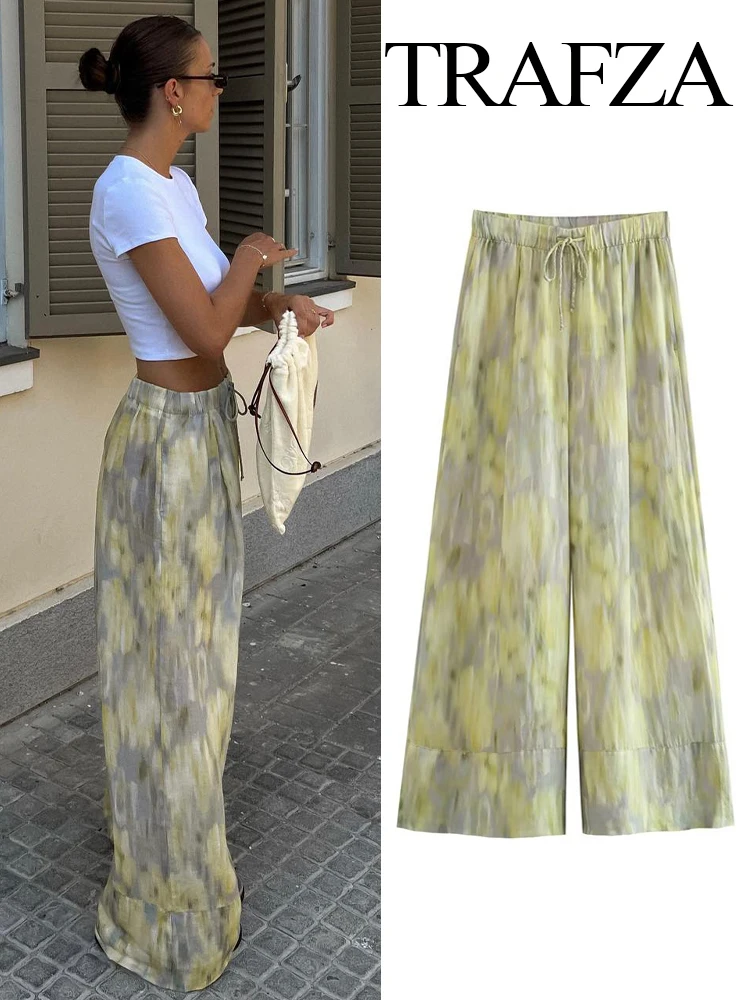 TRAFZA Woman Fashion Vintage Printed Trousers Summer Woman Tie-dye Patchwork High Waist Bow Tie Elastic Waist Wide Leg Pants
TRAFZA Woman Fashion Vintage Printed Trousers Summer Woman Tie-dye Patchwork High Waist Bow Tie Elastic Waist Wide Leg Pants