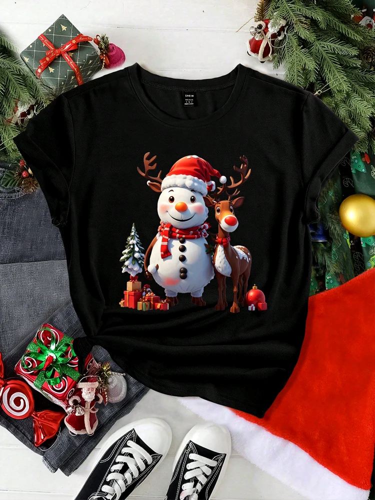 Funny Christmas Snowman Print Women's T-Shirts Casual O-neck Short Sleeve Tops New Year Gift Shirt Fashion Elk Pattern Girl Tees 
Funny Christmas Snowman Print Women's T-Shirts Casual O-neck Short Sleeve Tops New Year Gift Shirt Fashion Elk Pattern Girl Tees
