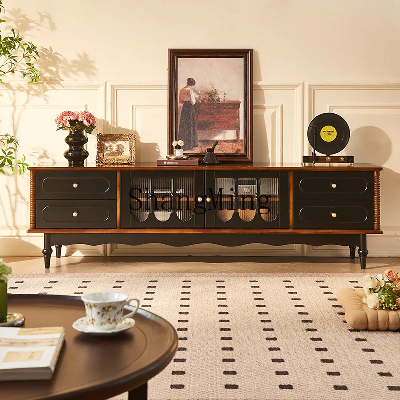 CL Retro Solid Wood TV Cabinet Living Room Double Layer Floor-standing TV Vintage Four-drawer Storage TV Cabinet
CL Retro Solid Wood TV Cabinet Living Room Double Layer Floor-standing TV Vintage Four-drawer Storage TV Cabinet