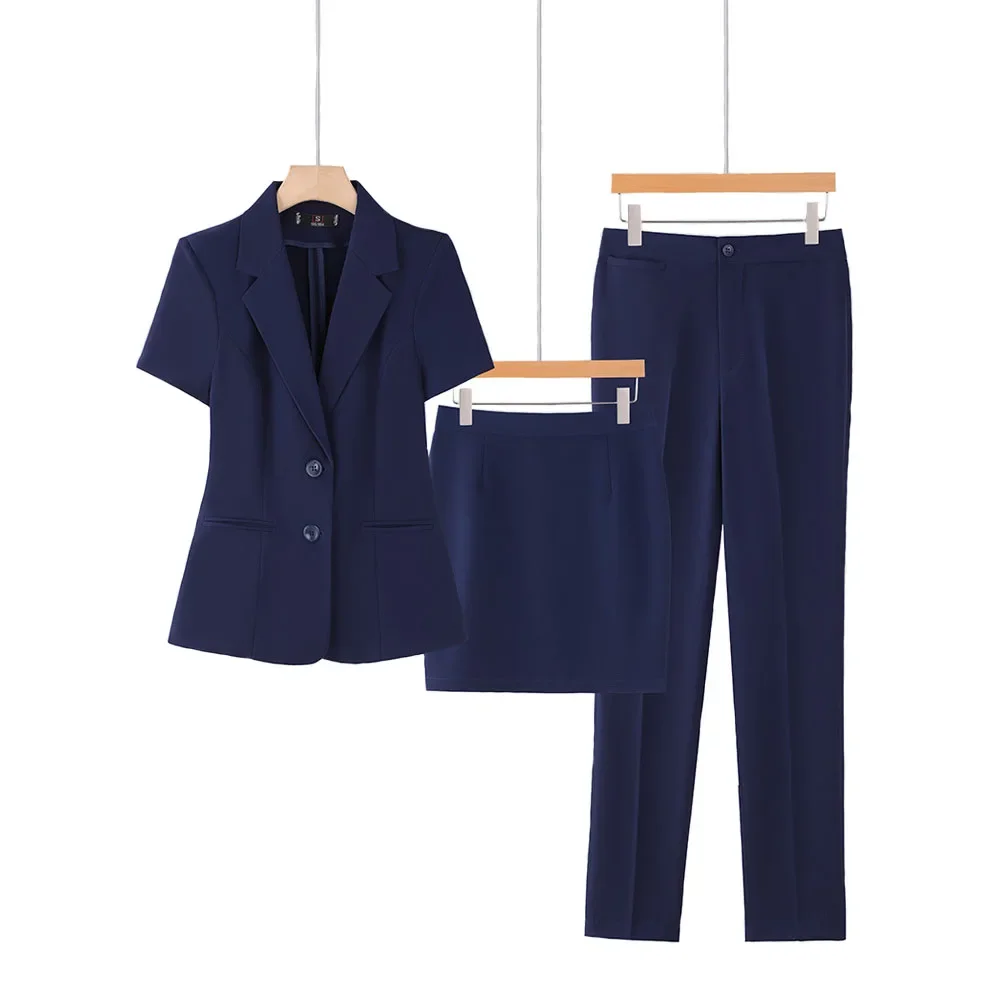 Pop Three Piece Sets Women Office Pants Skirts Suits 2024 New Summer Short Sleeve Blazer Skirt Elegant Ladies Blazer And Pants
Pop Three Piece Sets Women Office Pants Skirts Suits 2024 New Summer Short Sleeve Blazer Skirt Elegant Ladies Blazer And Pants