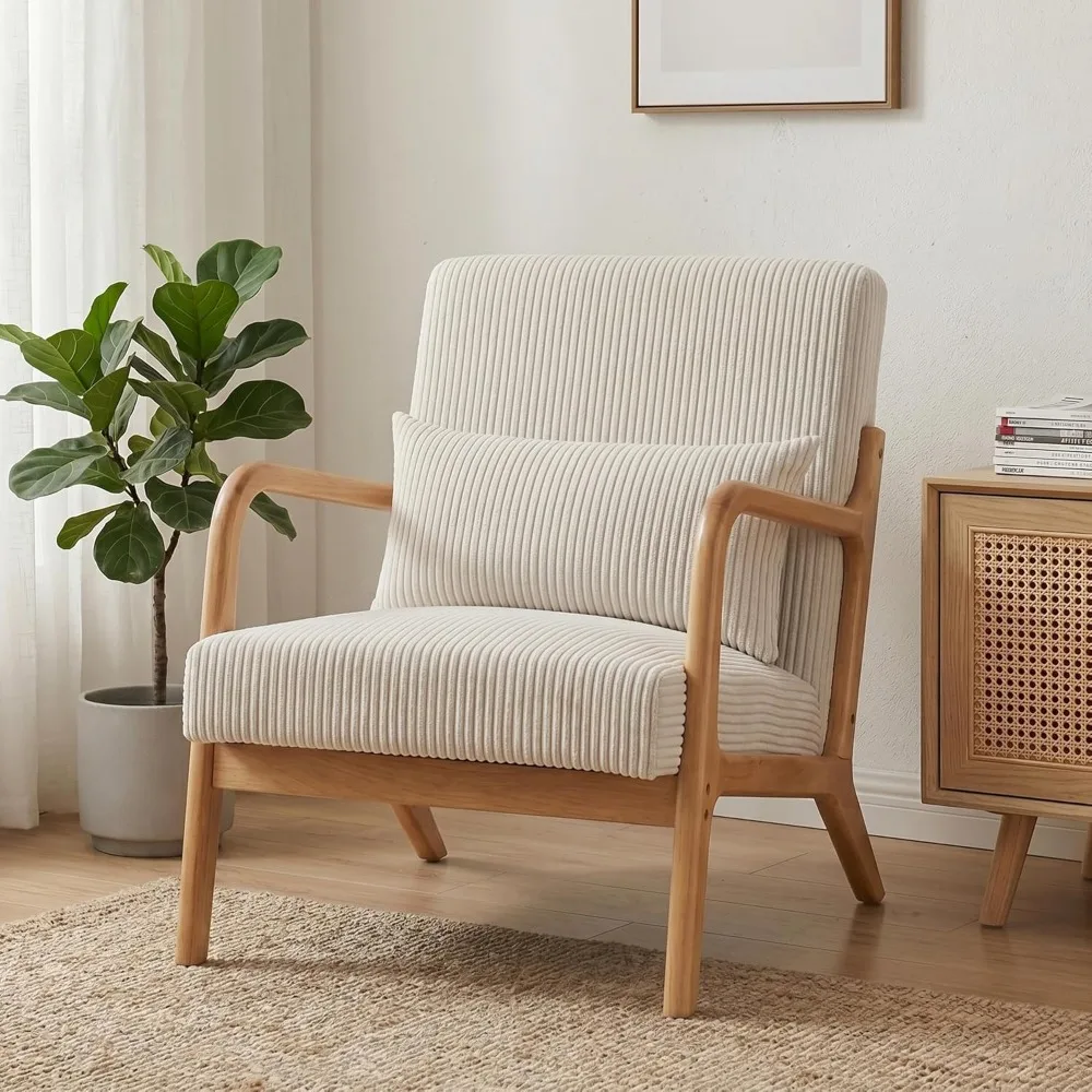 Mid Century Modern Accent Chair, Upholstered Corduroy Armchair with Lumbar Pillow, Solid Rubberwood Frame for, Customized
Mid Century Modern Accent Chair, Upholstered Corduroy Armchair with Lumbar Pillow, Solid Rubberwood Frame for, Customized
