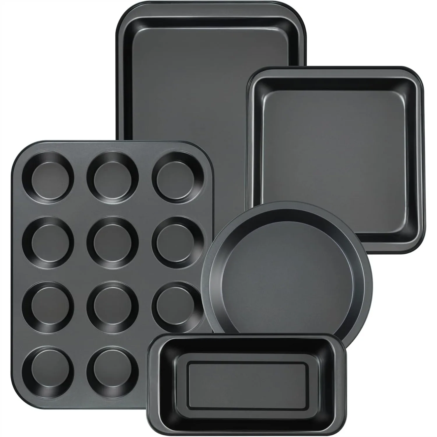 Nonstick Bakeware Set 5 Piece with Cake Pans, Muffin Pan, Loaf Pan & Baking Sheets for Easy Baking
Nonstick Bakeware Set 5 Piece with Cake Pans, Muffin Pan, Loaf Pan & Baking Sheets for Easy Baking