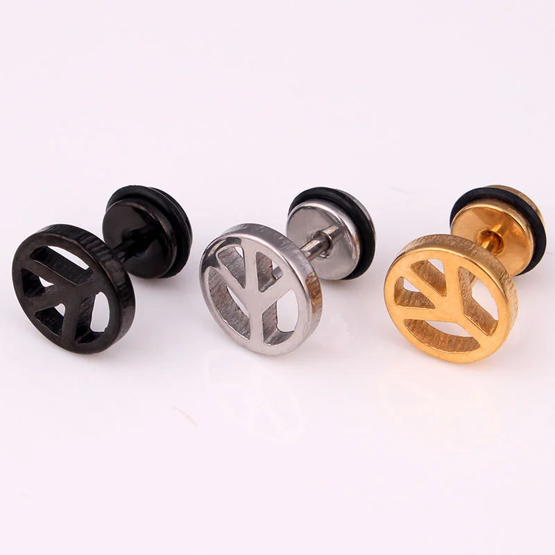 Fashion Anti-War Peace Symbol Earrings Anti-Allergy Women And Man Punk Statement Stud Earrings Stainless Steel Couple`S Jewelry
Fashion Anti-War Peace Symbol Earrings Anti-Allergy Women And Man Punk Statement Stud Earrings Stainless Steel Couple`S Jewelry