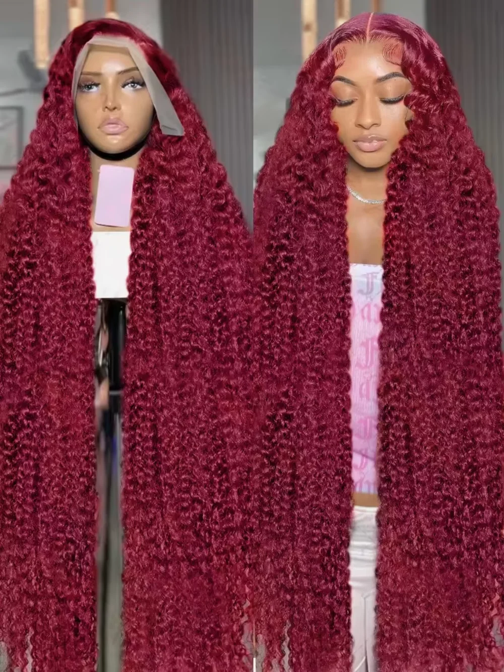 42 46 Inch 99J Burgundy 13x6 13x4 HD Lace Front Wig Red Colored Deep Wave Frontal Water Curly Human Hair Wigs For Women 220%
42 46 Inch 99J Burgundy 13x6 13x4 HD Lace Front Wig Red Colored Deep Wave Frontal Water Curly Human Hair Wigs For Women 220%
