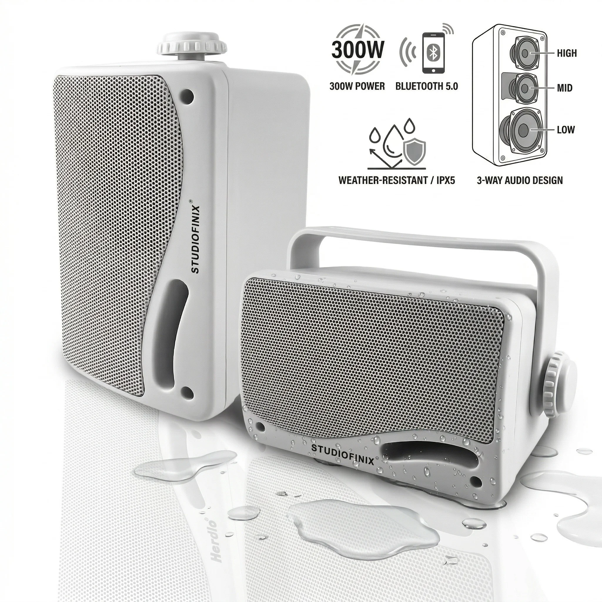 STUDIOFINIX 3,5-дюймовые 3-полосные водонепроницаемые уличные Bluetooth-колонки 300 Вт, проводные, настенные, премиум-класса, для использования в помещении и на улице
STUDIOFINIX 3,5-дюймовые 3-полосные водонепроницаемые уличные Bluetooth-колонки 300 Вт, проводные, настенные, премиум-класса, для использования в помещении и на улице
