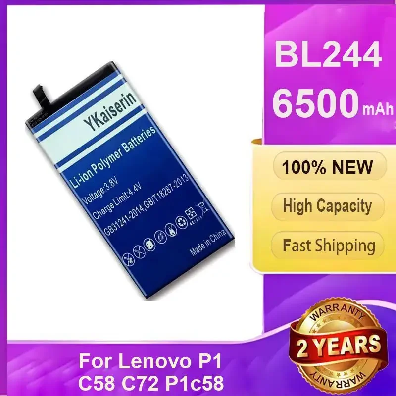 6500mAh YKaiserin Battery BL244 For Lenovo Vibe P1A42 P1C58 P1C72 P1 Bateria Li-ion Mobile Phone
6500mAh YKaiserin Battery BL244 For Lenovo Vibe P1A42 P1C58 P1C72 P1 Bateria Li-ion Mobile Phone