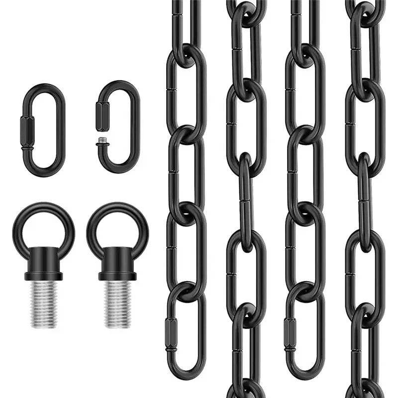 ABZZ-10 Feet Industrial Black Light Fixture Chain, Adjustable Extension Chain With Connection Locks For Light Fixture