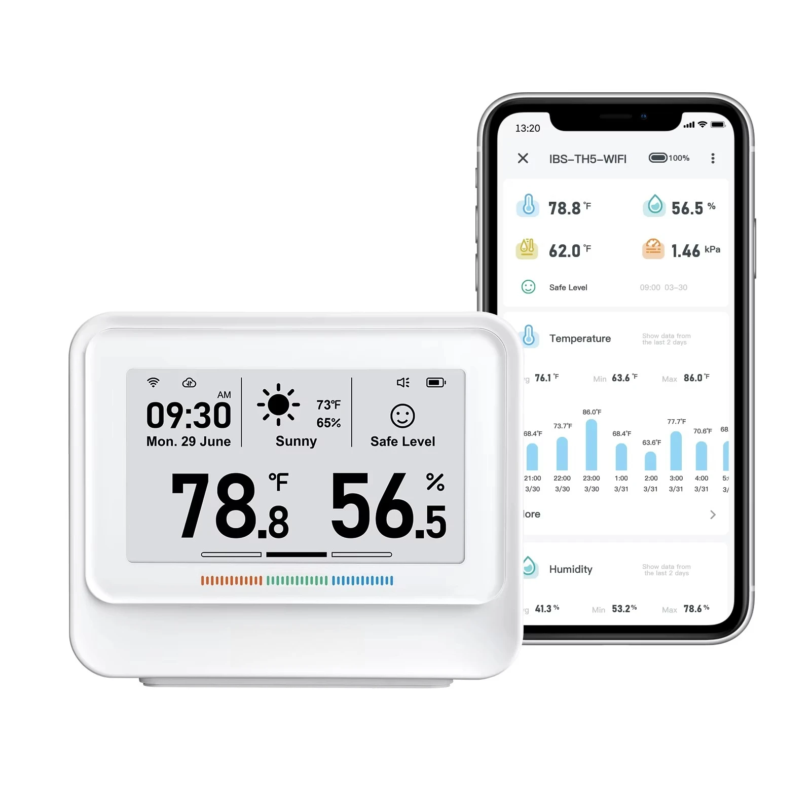 IBS-TH5 WiFi Connection Indoor Temperature and Humidity Monitor
IBS-TH5 WiFi Connection Indoor Temperature and Humidity Monitor