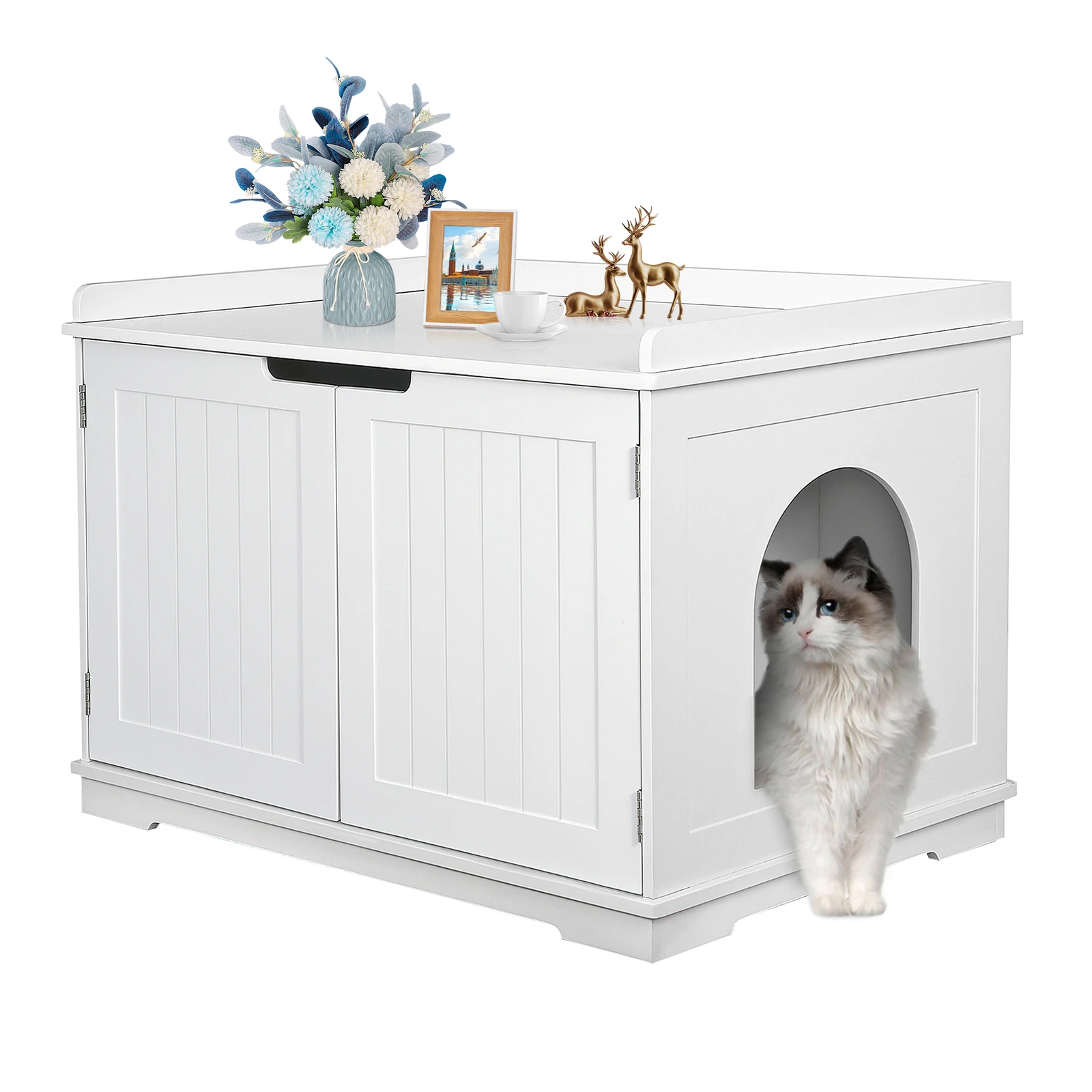 Cat Litter Box Enclosure Furniture Cat Washroom Hidden Litter Box Cabinet White
Cat Litter Box Enclosure Furniture Cat Washroom Hidden Litter Box Cabinet White