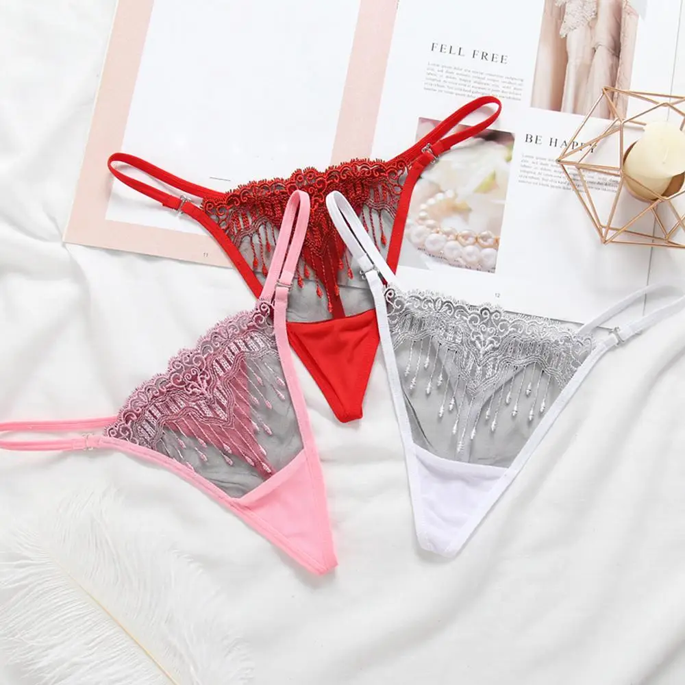 Perspective Embroidered Women T-back Underpants Transparent Embroidery Tassel Knickers G-string Briefs Thongs Panties
Perspective Embroidered Women T-back Underpants Transparent Embroidery Tassel Knickers G-string Briefs Thongs Panties