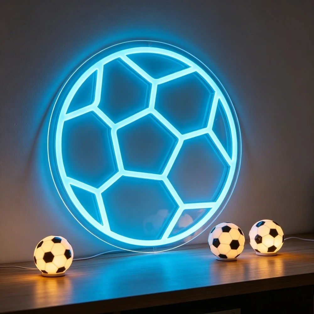 Blue Soccer Ball Neon Sign LED Wall Art USB Rechargeable Night Light Aesthetic Home Decor for Sport GameRoom Football Theme Gift
Blue Soccer Ball Neon Sign LED Wall Art USB Rechargeable Night Light Aesthetic Home Decor for Sport GameRoom Football Theme Gift