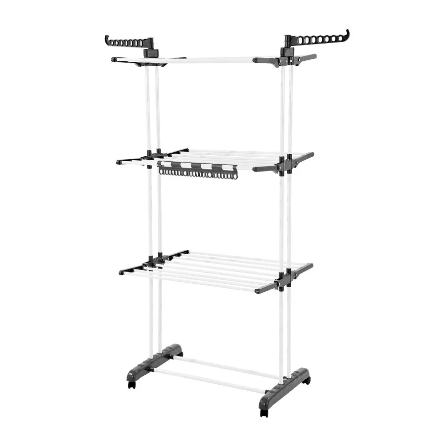 4-Tier Clothes Drying Rack with 24 Rods, Foldable Wings Locking Wheels Sturdy Indoor/Outdoor Laundry Hanger in Gray, Space-Savi
4-Tier Clothes Drying Rack with 24 Rods, Foldable Wings Locking Wheels Sturdy Indoor/Outdoor Laundry Hanger in Gray, Space-Savi