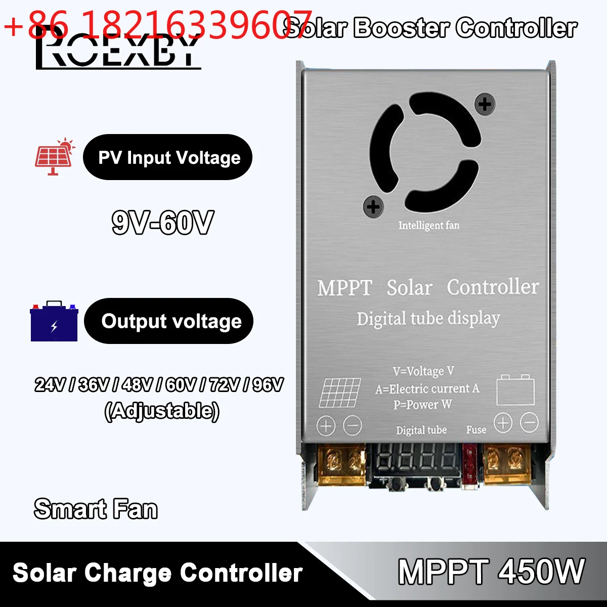 Солнечный контроллер TAO 450W MPPT с повышающим преобразователем напряжения 9В~60В для зарядки литиевых, Li-ion, SLA, гелевых, AGM аккумуляторов 24В, 36В, 48В, 60В, 72В, 96В
Солнечный контроллер TAO 450W MPPT с повышающим преобразователем напряжения 9В~60В для зарядки литиевых, Li-ion, SLA, гелевых, AGM аккумуляторов 24В, 36В, 48В, 60В, 72В, 96В