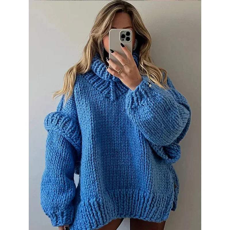 Solid Turtleneck Knitted Sweater For Women Casual Loose Warm Long Sleeve Pullover 2024 Autumn Winter Female High Street Knitwear
Solid Turtleneck Knitted Sweater For Women Casual Loose Warm Long Sleeve Pullover 2024 Autumn Winter Female High Street Knitwear