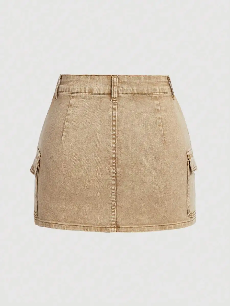 Womens Denim Mini Skirt With Flap Pockets Jeans casual short skirt For Y2K
Womens Denim Mini Skirt With Flap Pockets Jeans casual short skirt For Y2K