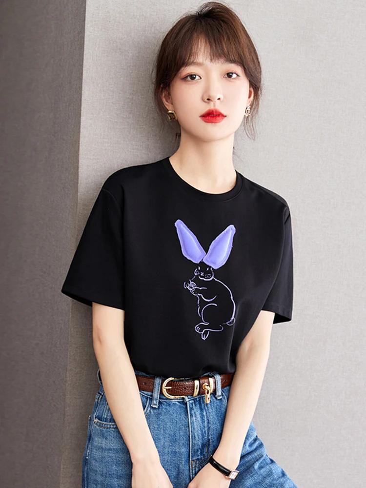 2025 Summer New Rabbit Print Short Sleeved T-Shirts Women Casual Loose T-shirts Versatile Round Neck Tops
2025 Summer New Rabbit Print Short Sleeved T-Shirts Women Casual Loose T-shirts Versatile Round Neck Tops