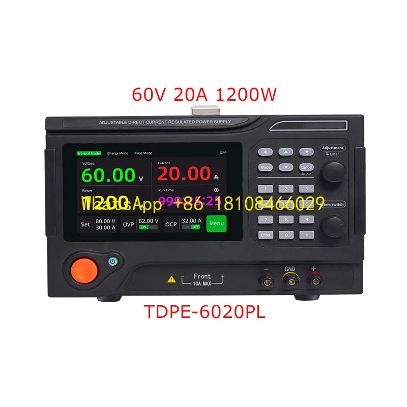 TDPE-6020PL Лабораторный блок питания высокой мощности 60 В 20 А Регулируемое напряжение Программируемое импульсное входное напряжение 220 В
TDPE-6020PL Лабораторный блок питания высокой мощности 60 В 20 А Регулируемое напряжение Программируемое импульсное входное напряжение 220 В