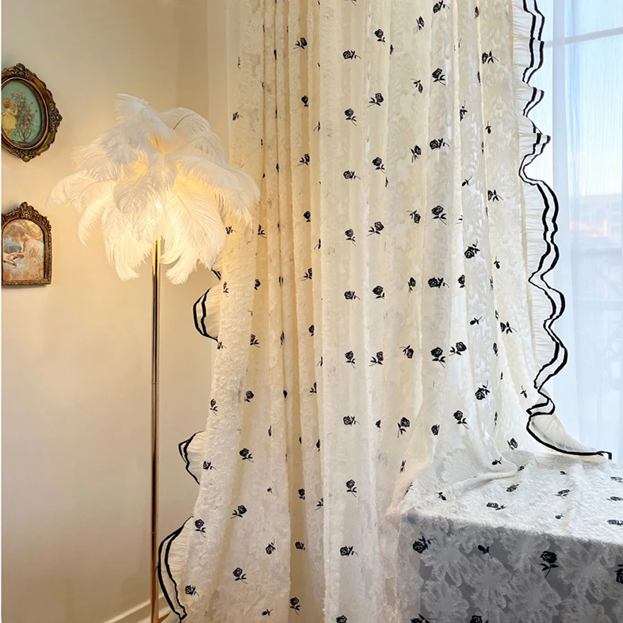 Black Rose Ruffle Design Bedroom Gauze Curtains, Elegant French Romantic Embroidery Curtains For Living Room Window Decoration
Black Rose Ruffle Design Bedroom Gauze Curtains, Elegant French Romantic Embroidery Curtains For Living Room Window Decoration