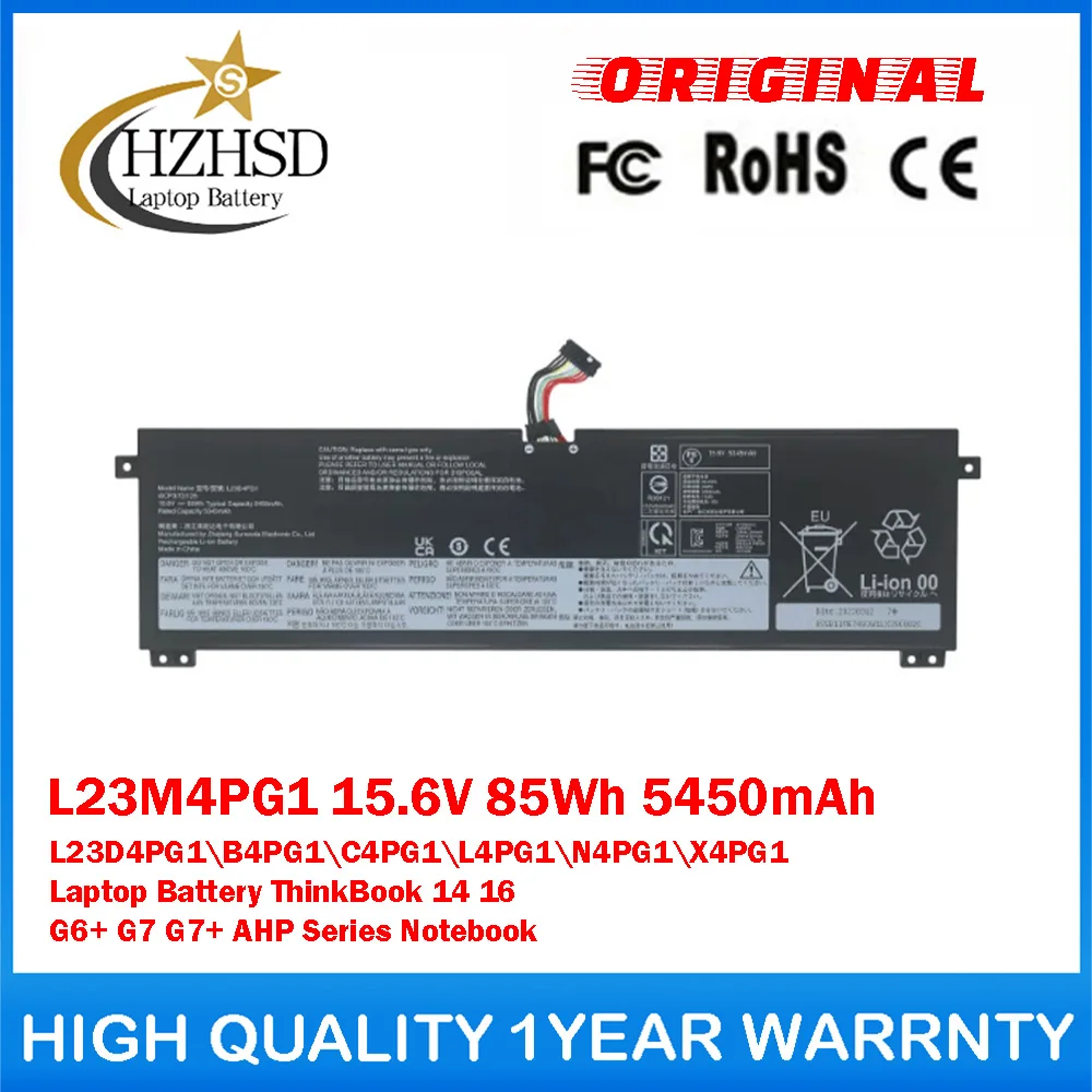 L23M4PG1 15.6V 85Wh 5450mAh L23D4PG1\B4PG1\C4PG1\L4PG1\N4PG1\X4PG1 Genuine Original Laptop Battery For Lenovo ThinkBook14 16 G6+
L23M4PG1 15.6V 85Wh 5450mAh L23D4PG1\B4PG1\C4PG1\L4PG1\N4PG1\X4PG1 Genuine Original Laptop Battery For Lenovo ThinkBook14 16 G6+