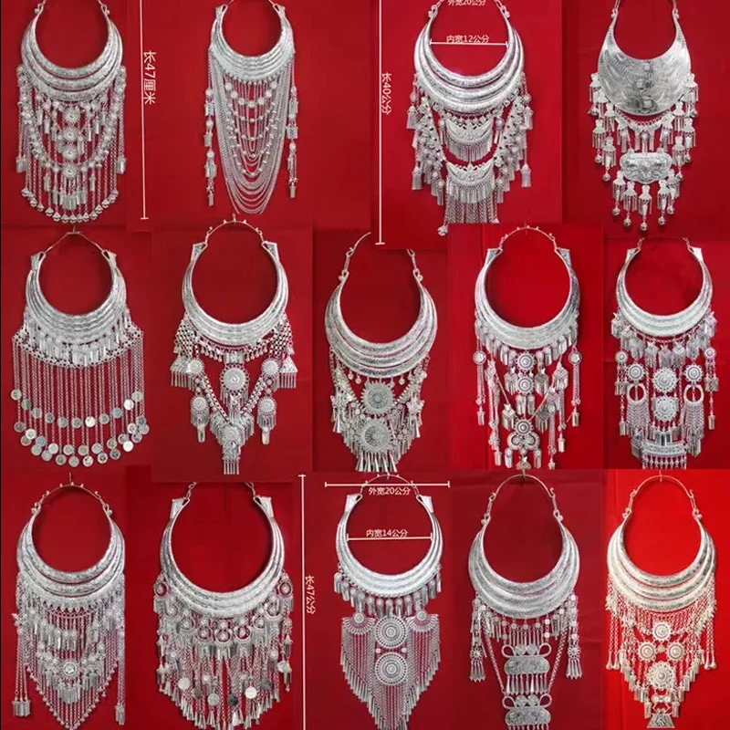 Miao Silver Necklace Chinese Traditional Vintage Large Collar Dance Costume Jewellery Tassel Accessories Hmong Wedding Necklace
Miao Silver Necklace Chinese Traditional Vintage Large Collar Dance Costume Jewellery Tassel Accessories Hmong Wedding Necklace