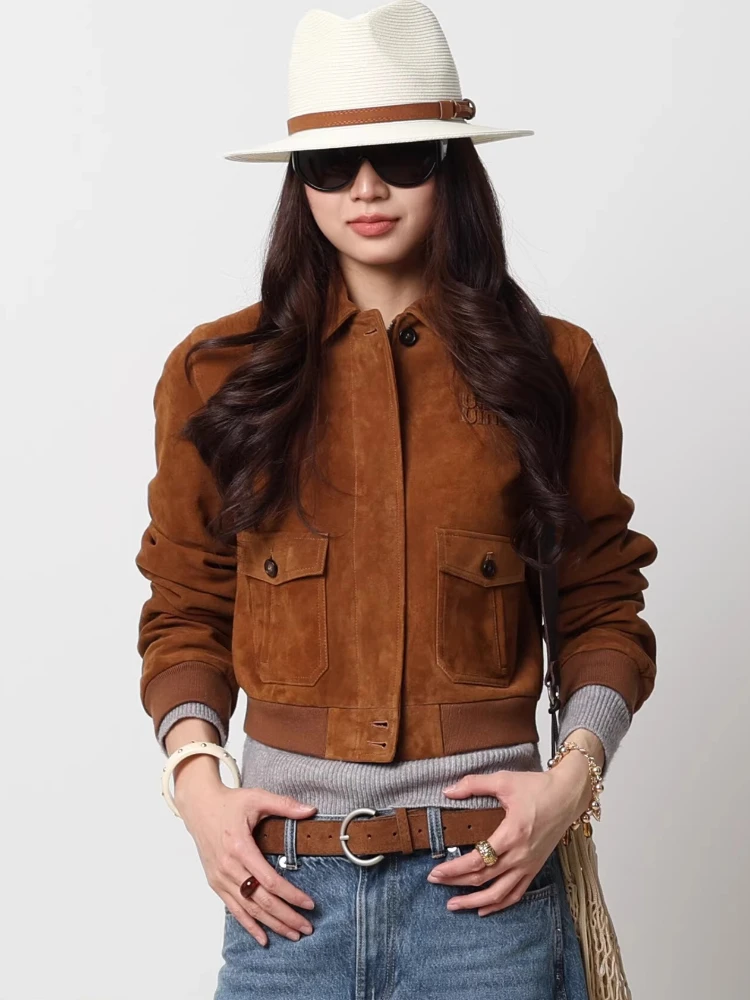 Vintage Genuine Leather Suede Jackets for Women Spring Autumn 2026 New High-end Simple Slim Zipper Cropped Real Sheepskin Coat
Vintage Genuine Leather Suede Jackets for Women Spring Autumn 2026 New High-end Simple Slim Zipper Cropped Real Sheepskin Coat