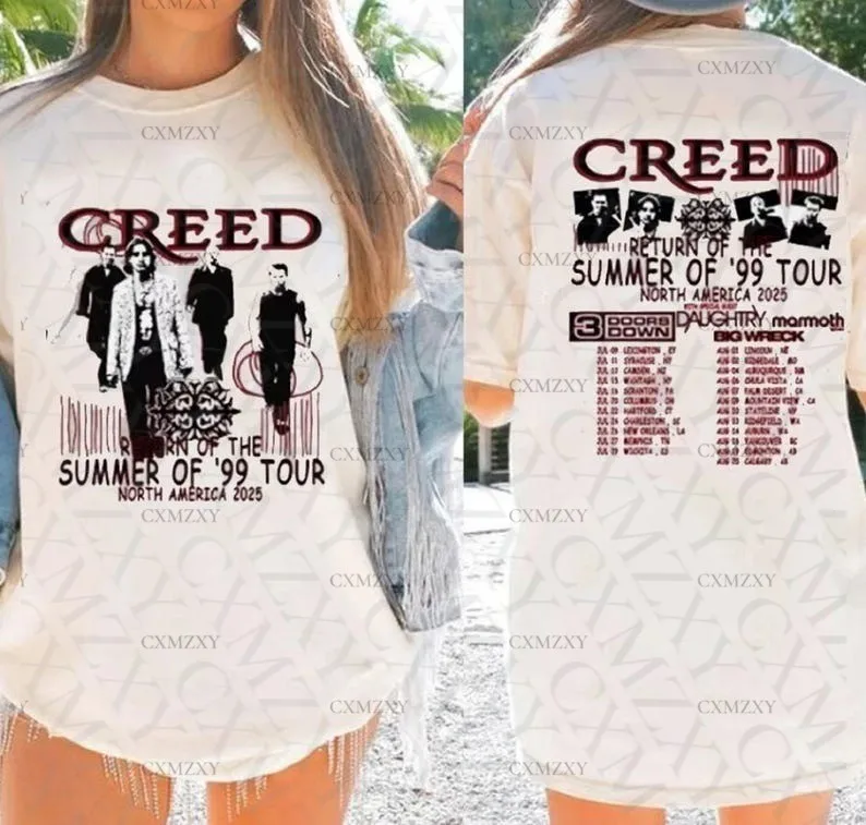 Creed Band Tour Shirt 2025 Return of The Summer 99 Tour 100% Cotton T-Shirt 2 Sided
Creed Band Tour Shirt 2025 Return of The Summer 99 Tour 100% Cotton T-Shirt 2 Sided
