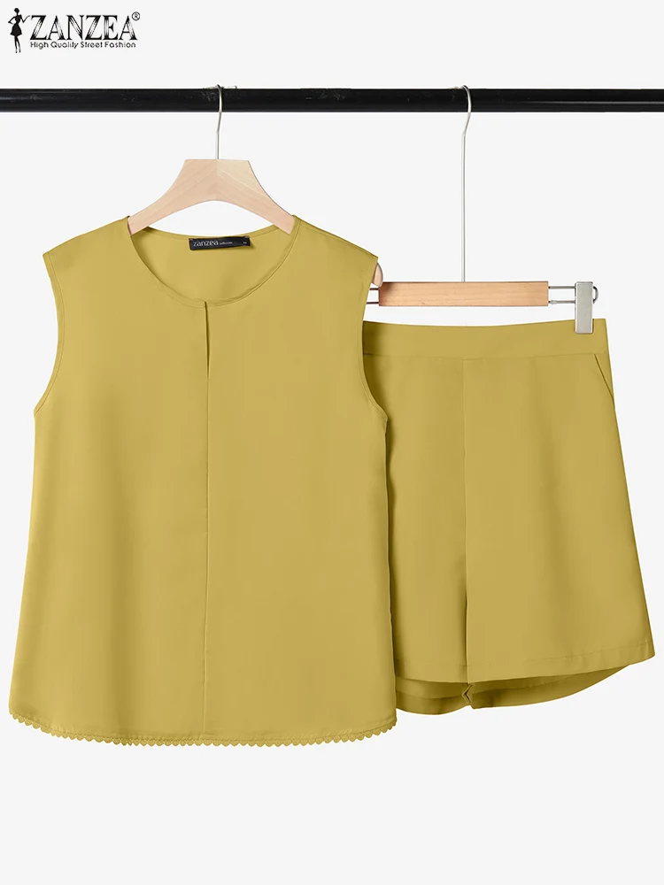 ZANZEA Casual O-Neck Lace Trim Sleeveless Tops 2 Piece Short Sets Elastic Waist Shorts Women Solid 2025 Summer 2PCS Outfit Suits
ZANZEA Casual O-Neck Lace Trim Sleeveless Tops 2 Piece Short Sets Elastic Waist Shorts Women Solid 2025 Summer 2PCS Outfit Suits