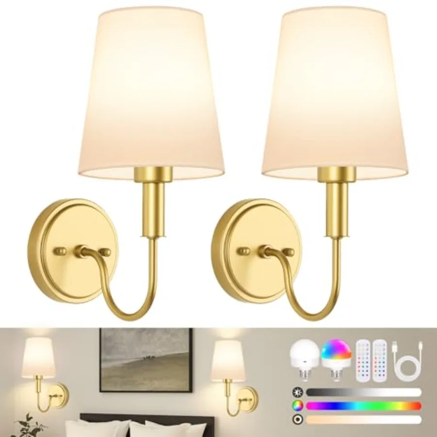 Wireless Rechargeable Wall Sconce, Battery Operated Wall Lights with Remote, Wall Lamps with Dimmable RGB LED Bulbs, No Wiring
Wireless Rechargeable Wall Sconce, Battery Operated Wall Lights with Remote, Wall Lamps with Dimmable RGB LED Bulbs, No Wiring