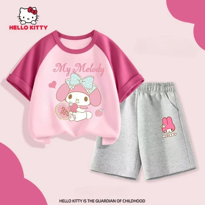 Летний комплект одежды в стиле пэчворк для маленьких девочек Sanrio, футболки с короткими рукавами и принтом «Child My Melody», топ и шорты, костюм, детская одежда
Летний комплект одежды в стиле пэчворк для маленьких девочек Sanrio, футболки с короткими рукавами и принтом «Child My Melody», топ и шорты, костюм, детская одежда