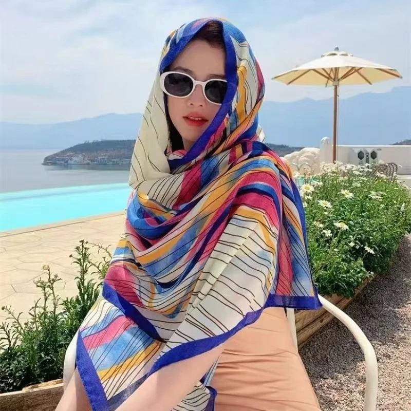Women's Summer New Sunshade Shawl Silk Scarf Ethnic Style Spend Vacation By Sea Thin Oversizd Sunscreen Gauze Print Scarf
Women's Summer New Sunshade Shawl Silk Scarf Ethnic Style Spend Vacation By Sea Thin Oversizd Sunscreen Gauze Print Scarf