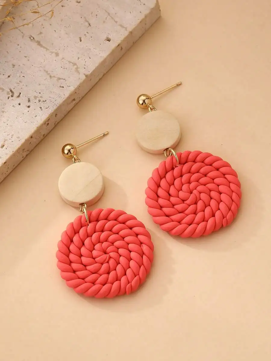 Woven Light Pink Pottery And Wood Drop Earrings For Women Casual Party Jewelry
Woven Light Pink Pottery And Wood Drop Earrings For Women Casual Party Jewelry